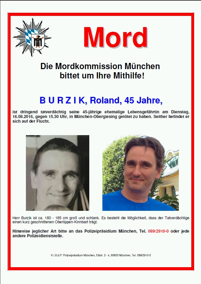 Fahndungsplakat Burzik